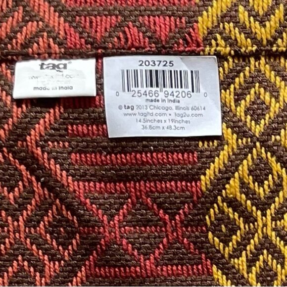 Tag Woven Geometric Patterned Fabric Placemats 14"x19" Set of 6 – *New* - Picture 7 of 8